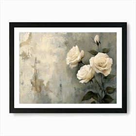 Minimalist White Roses 2 Art Print