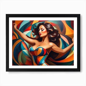 Woman In A Colorful Dress Art Print