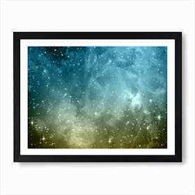 Yellow, Green, Blue Galaxy Space Background Art Print