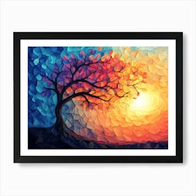 Tree At Sunset Art Print