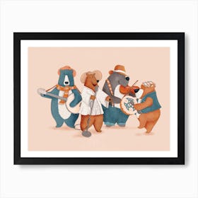 Bear Belly Folk Band animal Family Art Print