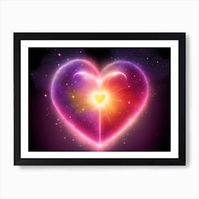 A Colorful Glowing Heart On A Dark Background Horizontal Composition 35 Art Print