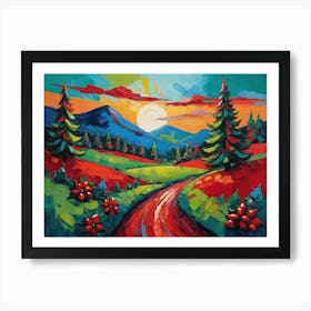 Vintage Road To The Mountains Art Print