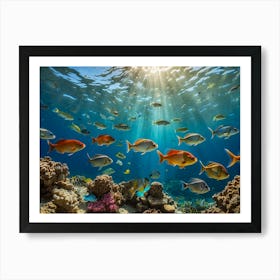 Fish and coral reefs Art Print