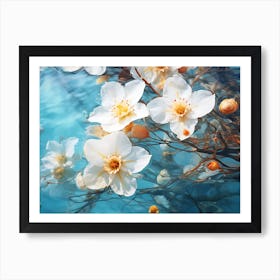 White Flowers In Water 1 Art Print