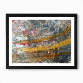 Abstract Texture Acrylic Painting Gold Grey Red Rust 1 Art Print