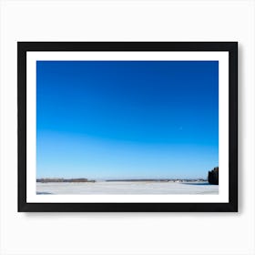 Snowy Field With Blue Sky Art Print