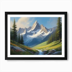 Beautiful Mountain Landscape Painting Art Print