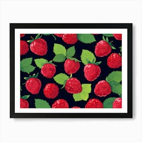 Seamless Pattern Of Raspberries Art Print