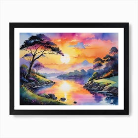 Sunset By The River 23 Art Print