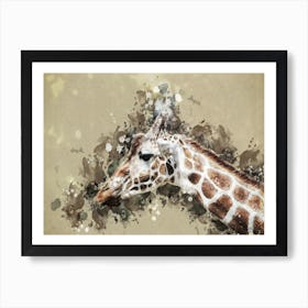 A Nice Giraffe Art Illustration In A Painting Style 08 Art Print