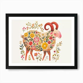 Little Floral Ram 1 Art Print