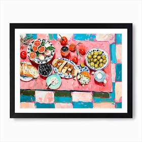 Mediterranean Platter Pink Checkerboard 2 Art Print