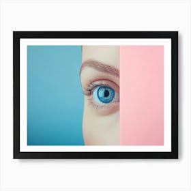 Blue Eye With Pink Background Art Print