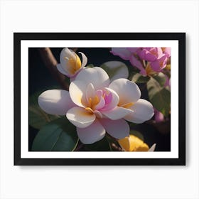 Scenery Adorned With Plumeria Blossoms Art Print