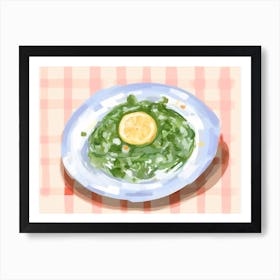 A Plate Of Spinach, Top View Food Illustration, Landscape 4 Art Print