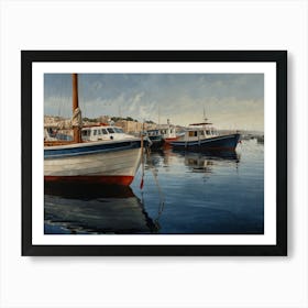 Boats In The Harbour hamptons Art Print