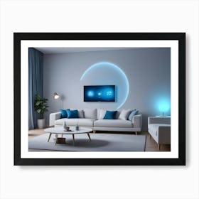 A Modern Living Room With A White Sofa And Armchairs Art Print