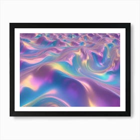 A Captivating Abstract Image Of A Shimmering, Iridescent Surface, With Fluid, Undulating Waves Creating A Mesmerizing Visual Effect 1 Art Print