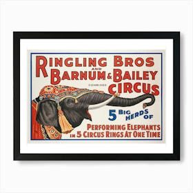 Vintage Circus Poster Elephant Art Print