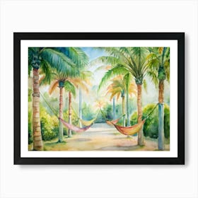 Hammocks In The Palm Trees Art Print