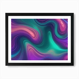 Abstract Swirling Fluid Pattern With Colorful, Iridescent Waves Of Purple, Green, And Pink Colors Art Print