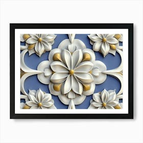 Seamless 3D Sculpture with Retro Pattern Round Curve Art Print