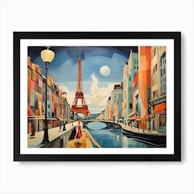 Vintage Cubist Travel Poster Paris Art Print