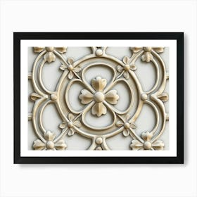 Seamless Relief Sculptureation Retro Pattern Curve Cross Frame Vine Flower Kaleidoscope 1 Art Print