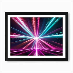 Neon Light Beams Art Print