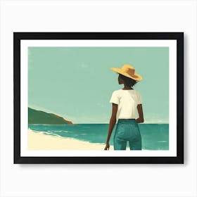 Illustration of an African American woman at the beach 13 Art Print