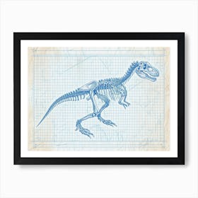Deinonychus Skeleton Hand Drawn Blueprint 2 Art Print
