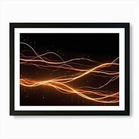 Abstract Digital Image Of A Glowing Golden Line Of Energy Flowing In A Wavy Pattern On A Dark Background Art Print