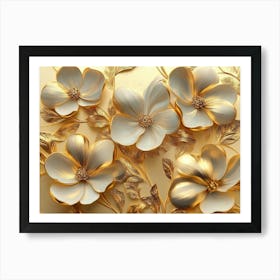 Gold 3d Flower Art Print