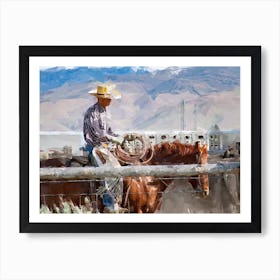 Cowboy And A Horse Art Print