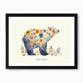 Little Floral Polar Bear 1 Poster Art Print