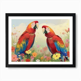 Floral Animal Illustration Macaw 1 Art Print