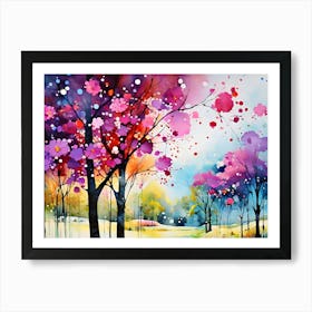 Watercolor Of Trees 6 Art Print