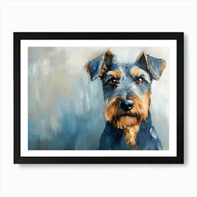 Minimal Terrier Blue And Beige 3 Art Print