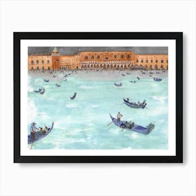 Venice city water illustration Art Print