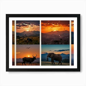 Sunset In The Savannah Art Print