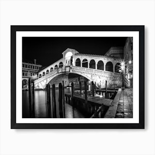 Venice Rialto Bridge at Night Art Print