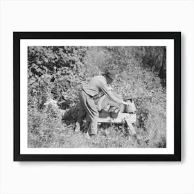 William Besson, Old Iron Ore Prospector, Grinding An Axe Near Winton, Minnesota By Russell Lee Art Print