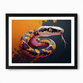 Snake On A Black Background Art Print