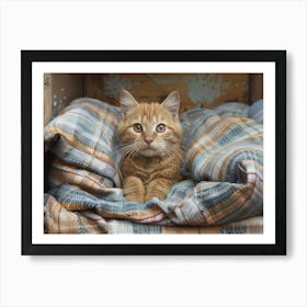 Orange Tabby Cat In Bed Art Print