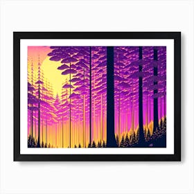 Sunset In The Forest Art Print