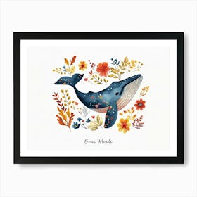 Little Floral Blue Whale 2 Poster Art Print
