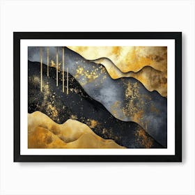 Abstract Gold And Black Painting 1 Art Print