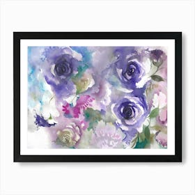 Dreamy Watercolor Roses In Lilac Art Print