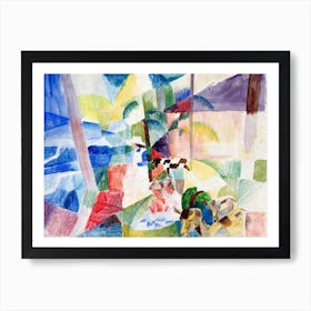 Landscape With Children And Goats, August Macke Art Print